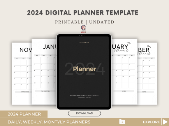 Download 2024 Digital Planner, Portrait Planner - Digital Collection