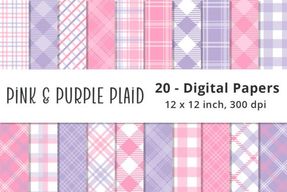Download Pink and Purple Plaid Digital Paper Pack - Digital Collection
