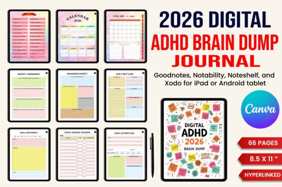 Download Digital ADHD 2026 Brain Dump Journal - Digital Collection