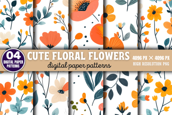 Download Cute Floral Flowers Digital Pattern 6 - Digital Collection