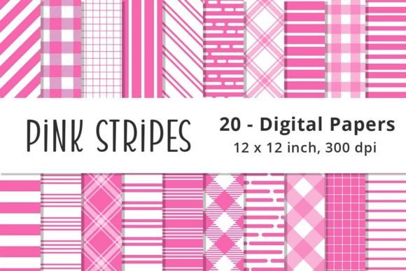 Download Pink Stripes Digital Paper Patterns - Digital Collection