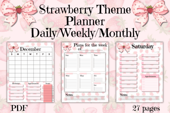 Download Strawberry Theme Digital Planner PDF - Digital Collection
