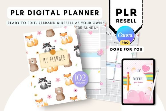 Download In-Demand PLR Cute Digital Planner Canva - Digital Collection