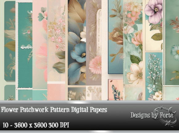 Download Flower Patchwork Pattern Digital Papers - Digital Collection