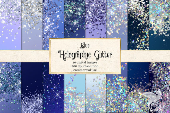 Download Blue Holographic Glitter Digital Paper - Digital Collection