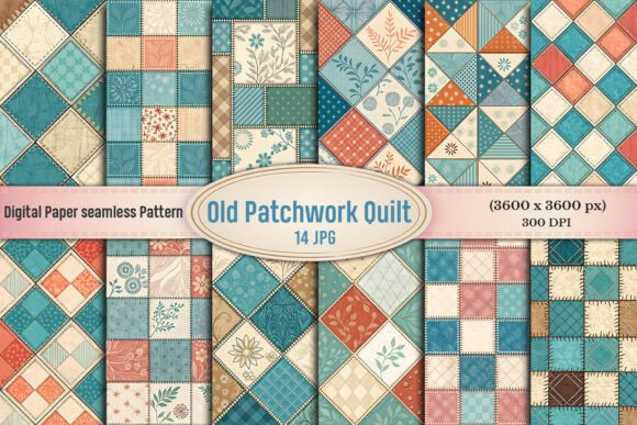 Download Old Patchwork Quilt Seamless Digital - Digital Collection