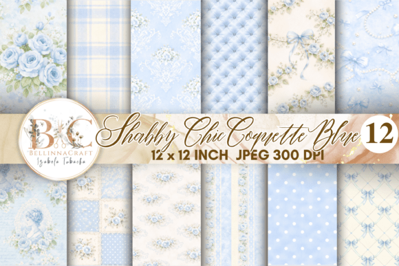 Download Shabby Chic Coquette Blue Digital Paper - Digital Collection
