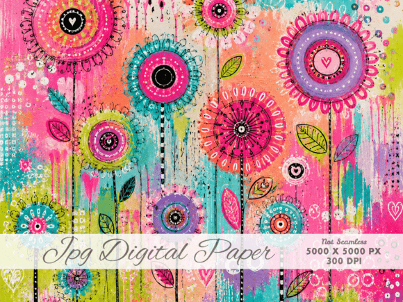 Download Flower Pop Abstract Digital Paper JPG - Digital Collection