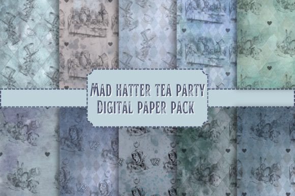 Download Mad Hatter Tea Party Digital Paper Pack - Digital Collection
