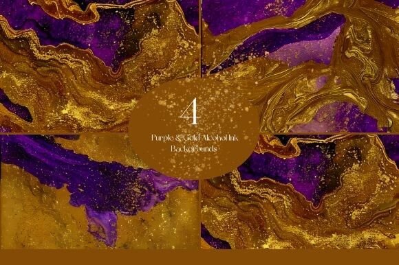 Download Purple and Gold Alcohol Ink Backgrounds - Purple Collection