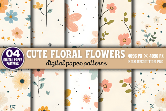 Download Cute Floral Flowers Digital Pattern 4 - Digital Collection