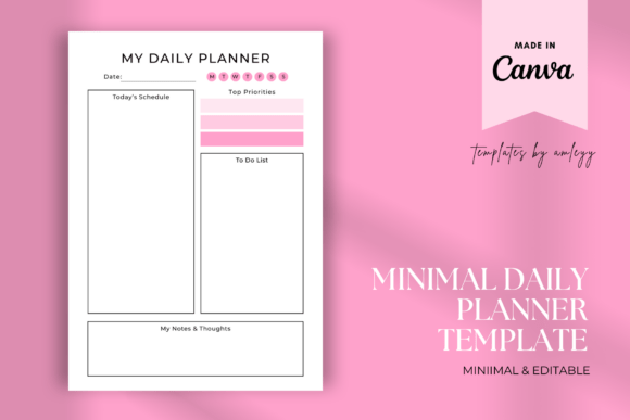 Download Minimal Cute Daily Planner Canva Digital - Digital Collection