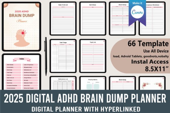 Download 2025 Digital ADHD Brain Dump Planner - Digital Collection