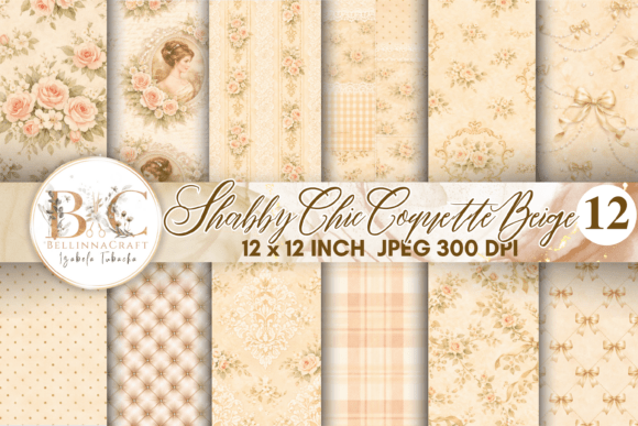 Download Shabby Chic Coquette Beige Digital Paper - Digital Collection