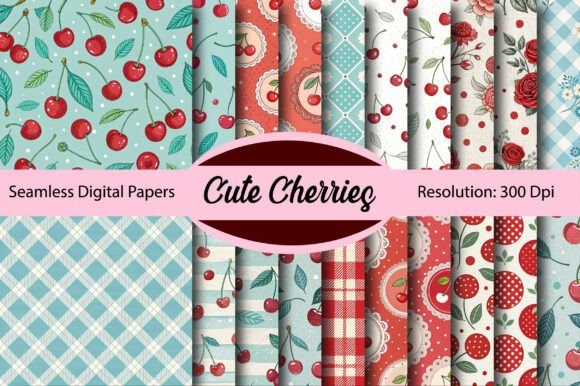 Download CUTE CHERRIES Seamless Digital Paper - Digital Collection