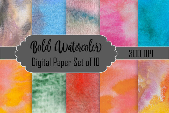Download Bold Watercolor Digital Paper Set - Digital Collection