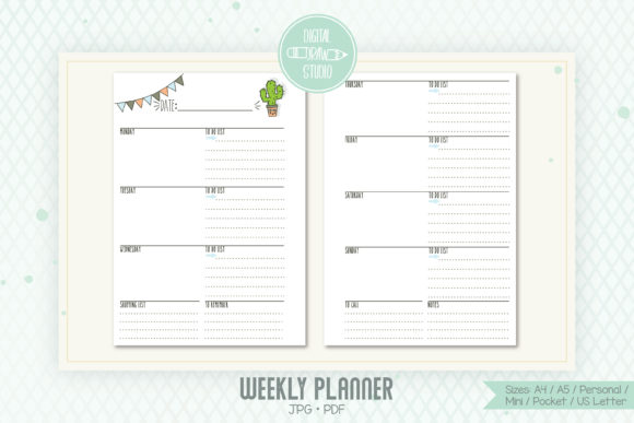 Download Weekly Planner Organizer, Digital Agenda - Digital Collection