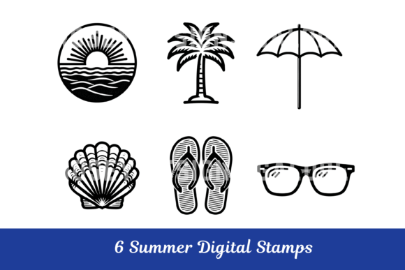 Download Beach Summer Digital Stamp PNG's Clipart - Digital Collection