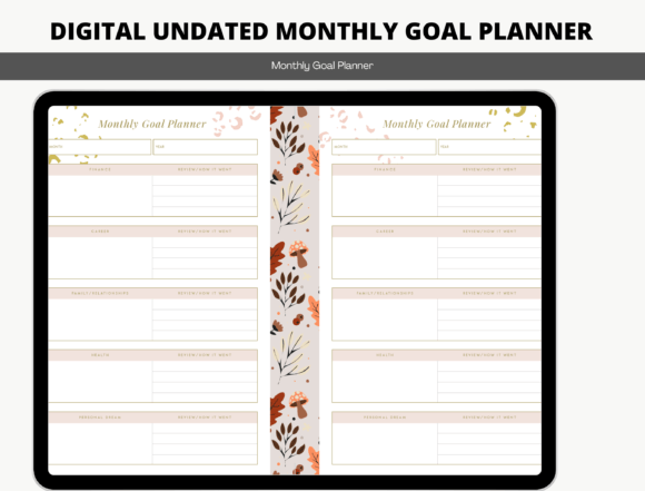 Download Digital Undated Monthly Goal Planner - Digital Collection