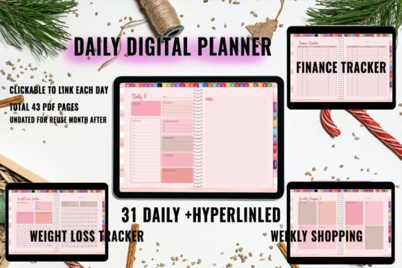 Download Daily Digital Planner, Pastel Pink - Digital Collection