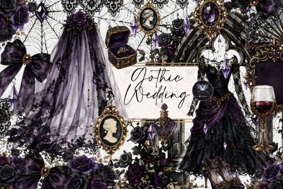 Download Purple Gothic Wedding Clipart - Purple Collection