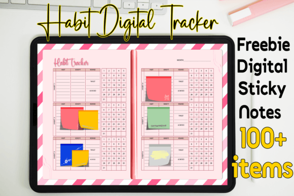 Download Digital Habit Tracker + Freebie Sticky - Digital Collection