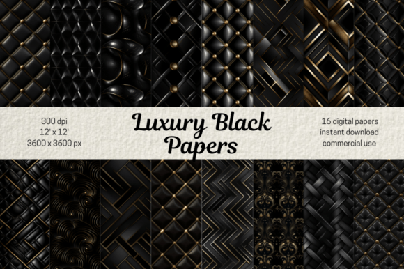 Download Luxury Black Digital Scrapbooking Papers - Digital Collection