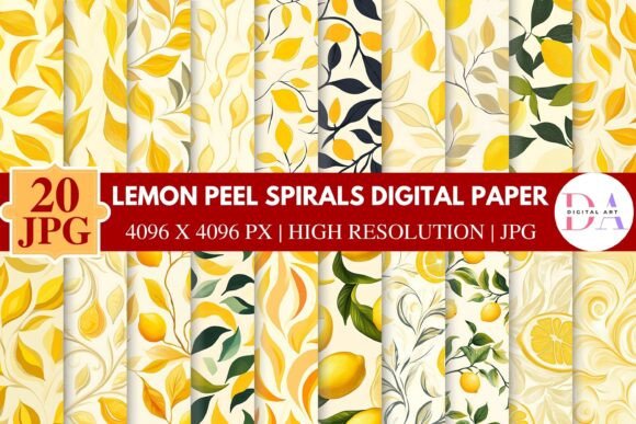Download Lemon Peel Spirals Digital Paper - Digital Collection