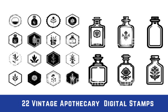 Download Vintage Apothecary Digital Stamp Icons - Digital Collection