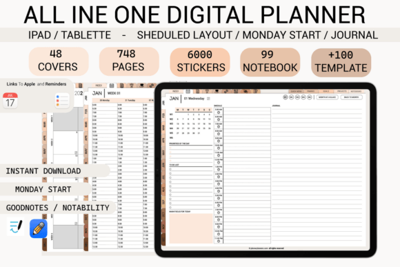 Download Boho-ADHD Digital Planner Sheduled Jou - Digital Collection