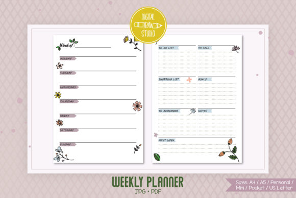 Download Weekly Planner Organizer, Digital Agenda - Digital Collection