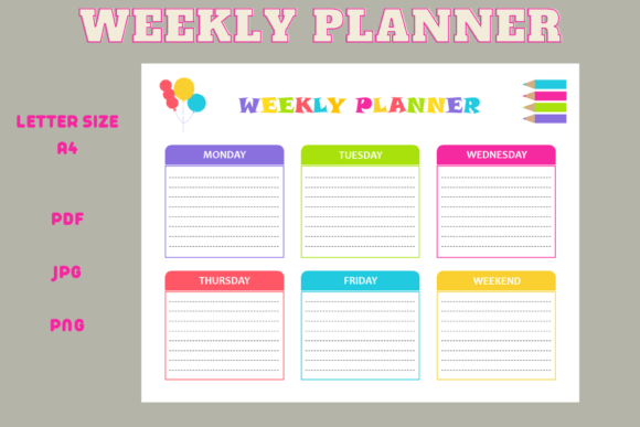 Download Kids Weekly Planner | Digital Download - Digital Collection