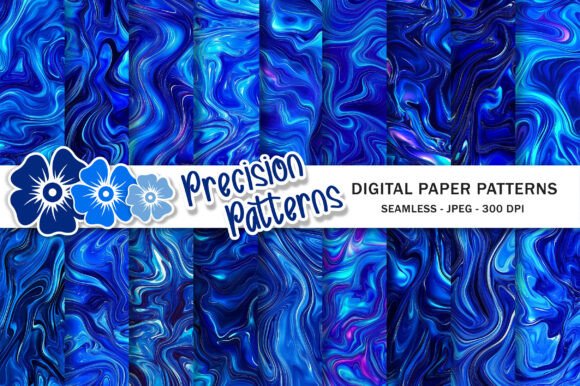 Download Blue Liquid Marble Digital Paper - Digital Collection