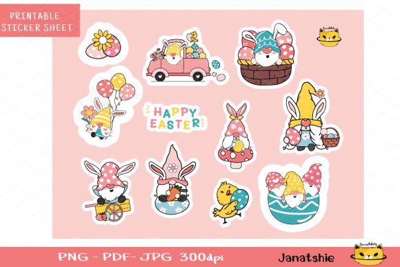 Download Easter Gnome Printable Stickers, Digital - Digital Collection