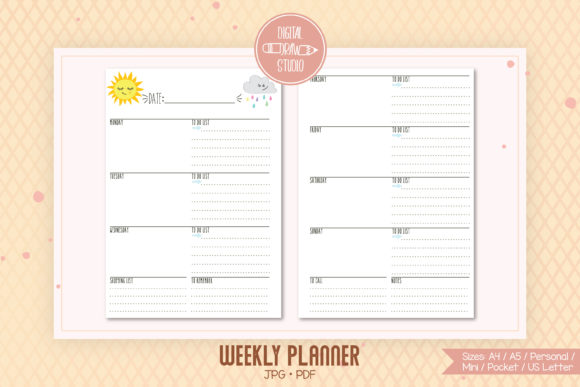 Download Weekly Planner Organizer, Digital Agenda - Digital Collection