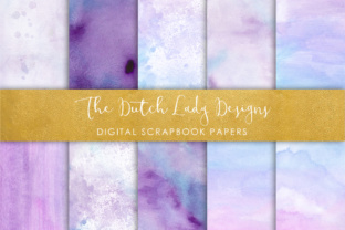 Download Digital Scrapbook Paper - Watercolor Ombres in Blue & Purple - Waterpaint Textures - Premium Resources