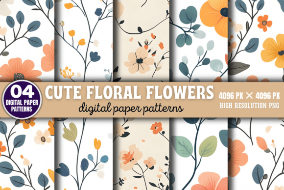 Download Cute Floral Flowers Digital Pattern 9 - Digital Collection