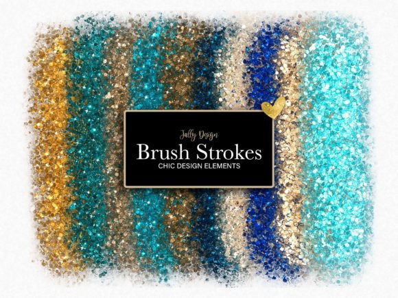 Download Blue and Gold Glitter Brush Strokes - Premium Bundle