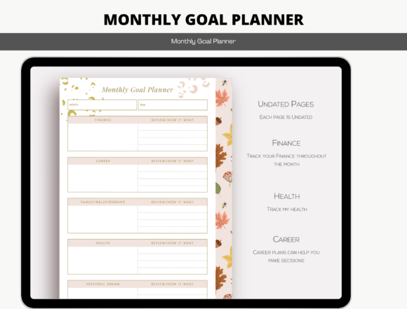 Download Undated Digital Monthly Goal Planner - Digital Collection
