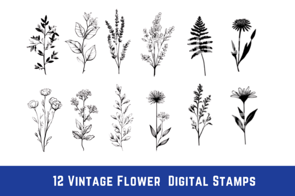 Download Vintage Flower Digital Stamp PNG Clipart - Digital Collection